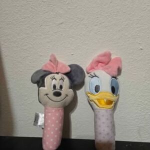 Disney Minnie and Daisy Plush Rattles - Pink and White
